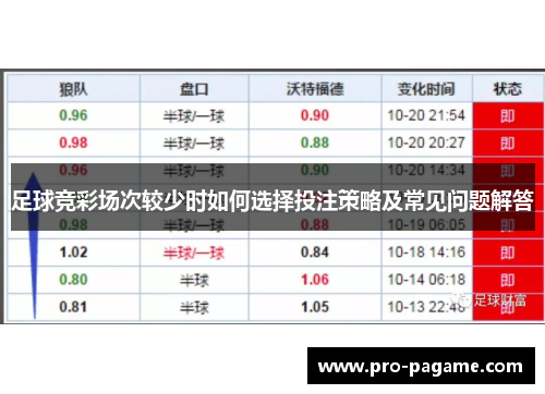 足球竞彩场次较少时如何选择投注策略及常见问题解答
